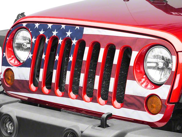 SEC10 Full Color American Flag Grille Decal (07-18 Jeep Wrangler JK)