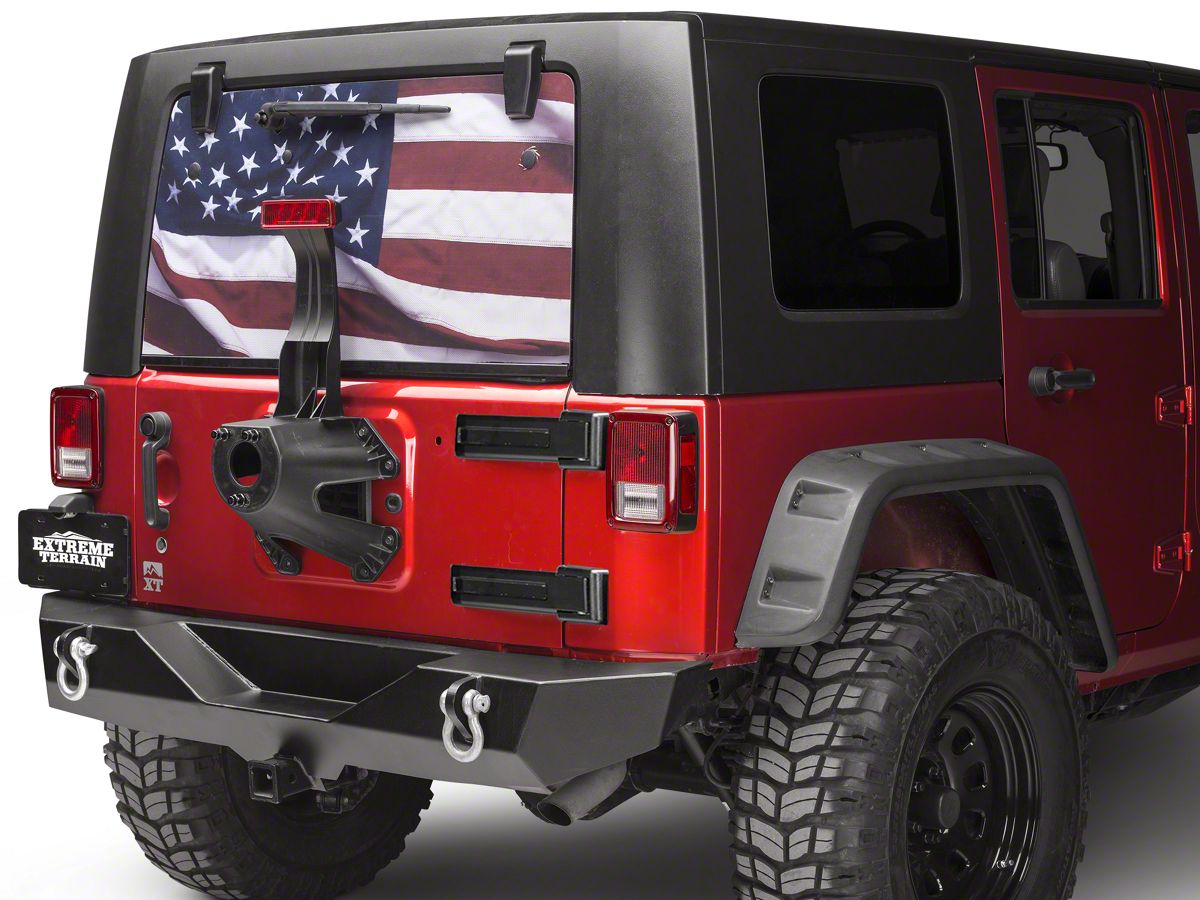 SEC10 Jeep Wrangler Perforated American Flag Rear Window Decal; Full Color  J105979 (66-23 Jeep CJ5, CJ7, Wrangler YJ, TJ, JK & JL) - Free Shipping