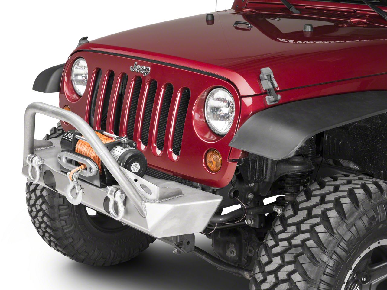 Poison Spyder Jeep Wrangler Brawler Lite Front Bumper w/ Shackle Tabs, Brawler Bar & Plate