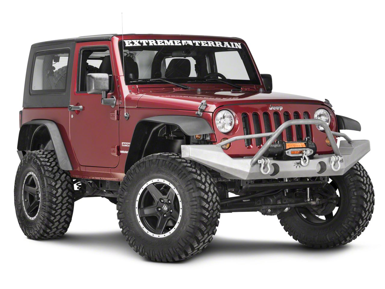Poison Spyder Brawler Full Width Front Bumper with Brawler Bar and Tube  Gussett; Bare Steel (07-18 Jeep Wrangler JK)