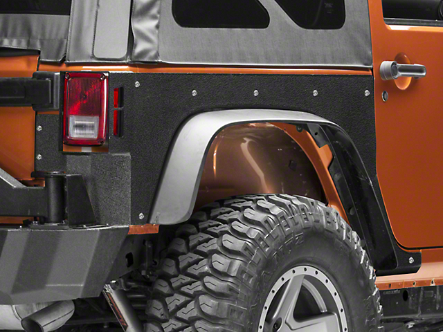 Smittybilt Rear XRC Body Armor Skins; Textured Matte Black (07-18 Jeep Wrangler JK)