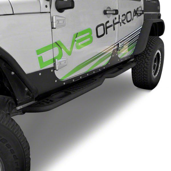 DV8 Offroad Jeep Wrangler SR-6 Rock Slider Steps; Black SRSOTB-06 (07-18  Jeep Wrangler JK 4-Door) Free Shipping