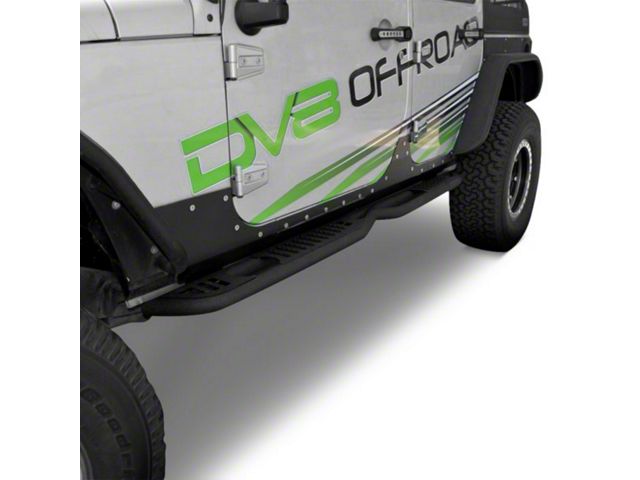 DV8 Offroad SR-6 Rock Slider Steps; Black (07-18 Jeep Wrangler JK 4-Door)