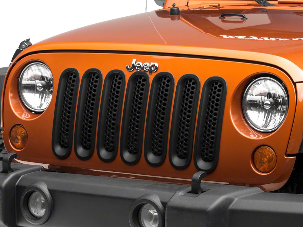 RedRock Honeycomb Grille Inserts; Matte Black (07-18 Jeep Wrangler JK ...