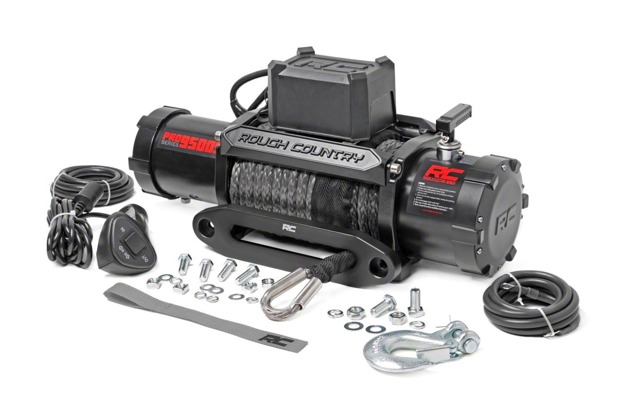 Rough Country Jeep Wrangler PRO Series 9,500 lb. Winch with Synthetic Rope  PRO9500S (Universal; Some Adaptation May Be Required) Free Shipping