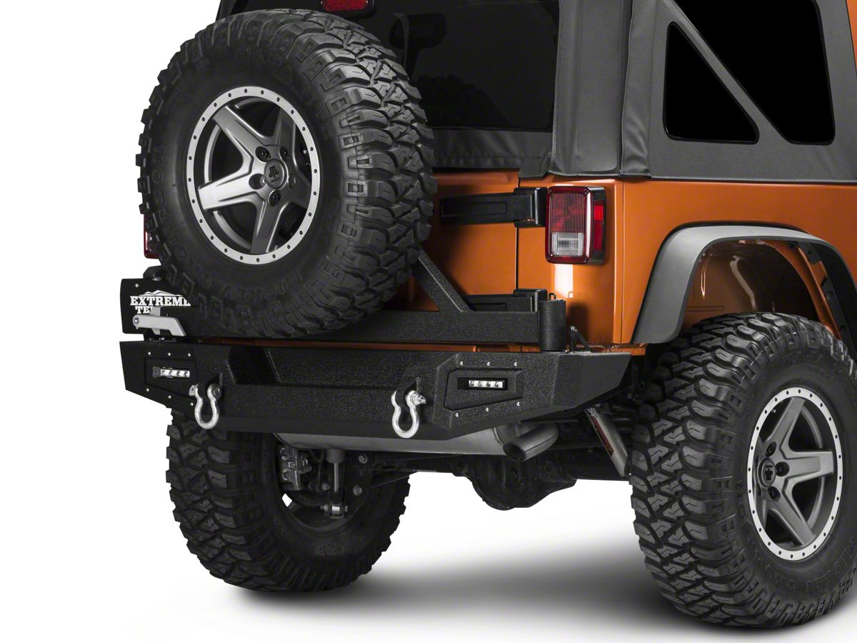 For Jeep Wrangler 07-18 JK Front & Rear Bumper w/LED Light & 2" Receiver &D-Ring