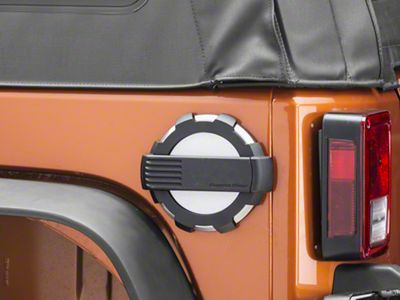 Rugged Ridge Elite Non-Locking Fuel Door; Brushed Aluminum (07-18 Jeep Wrangler JK)