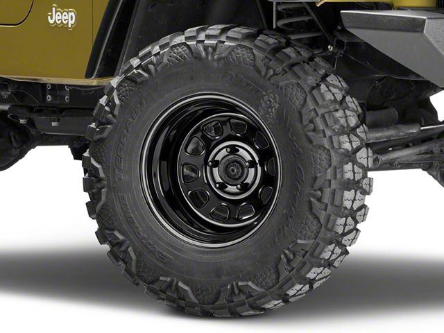 Pro Comp Wheels Steel Series 51 District Gloss Black Wheel; 15x10 (97-06 Jeep Wrangler TJ)