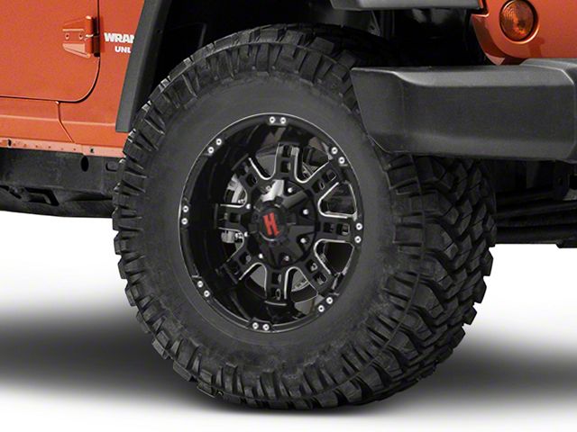 Havok Off-Road H-103 Black Machined Wheel; 17x9 (07-18 Jeep Wrangler JK)
