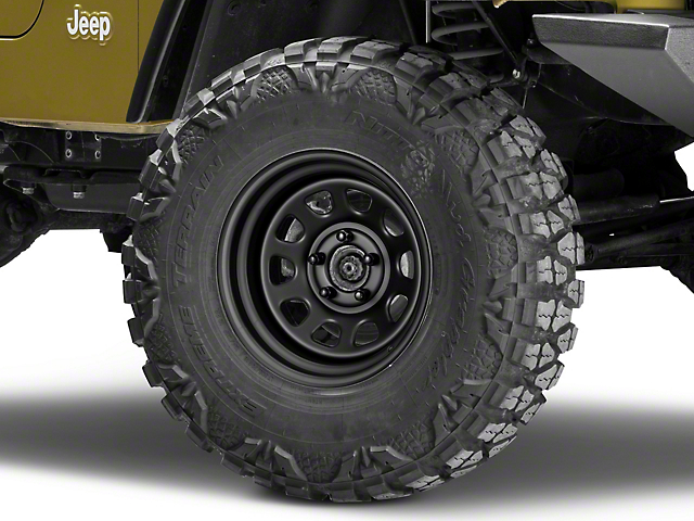 Pro Comp Wheels Steel Series 51 District Flat Black Wheel; 15x8 (97-06 Jeep Wrangler TJ)