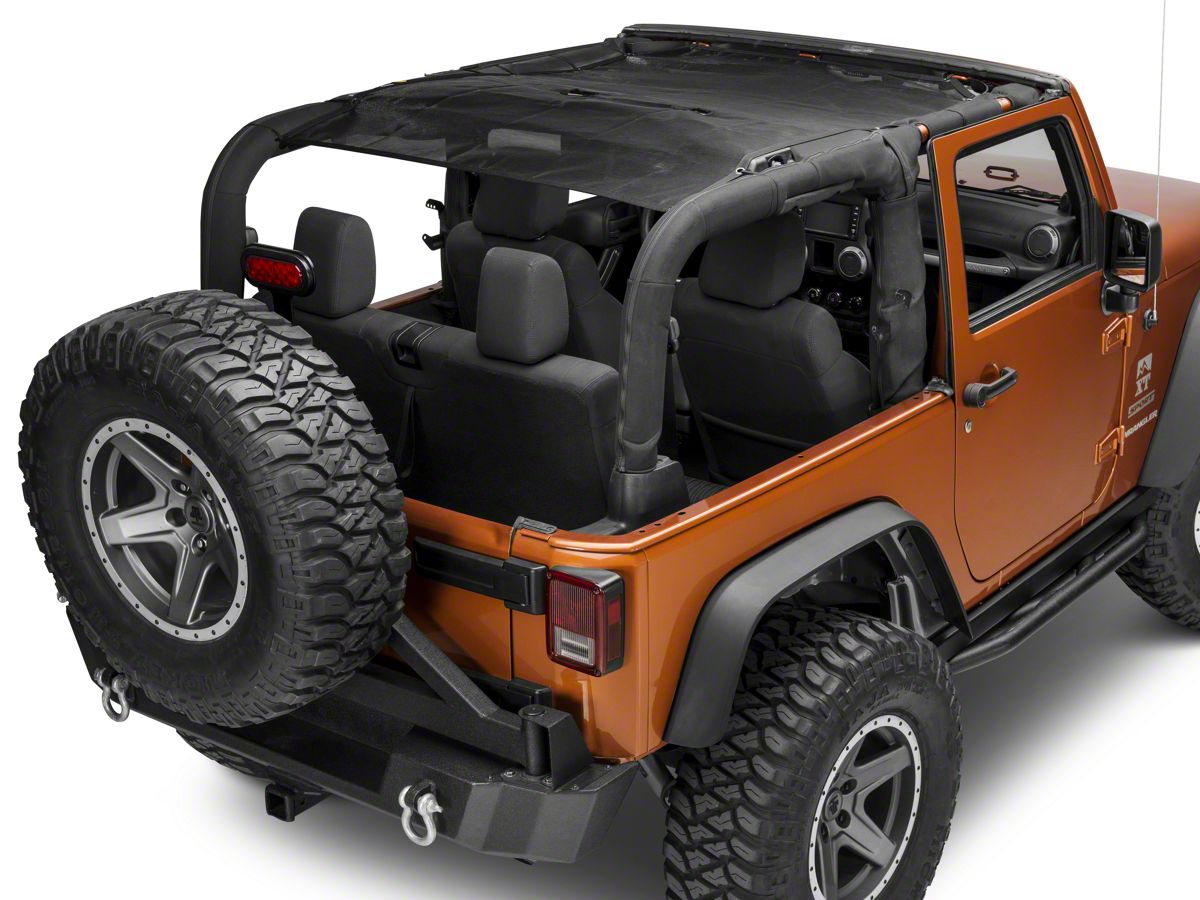 Smittybilt Jeep Wrangler Cloak Extended Mesh Top; Black 95100 (07-18 Jeep  Wrangler JK 2-Door) - Free Shipping