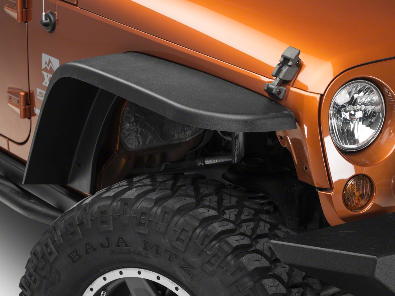 MCE Fenders Jeep Wrangler Gen II Factory Width Hi-Clearance Flat Fender  Flares; OE-Style Finish J107596 (07-18 Jeep Wrangler JK) - Free Shipping