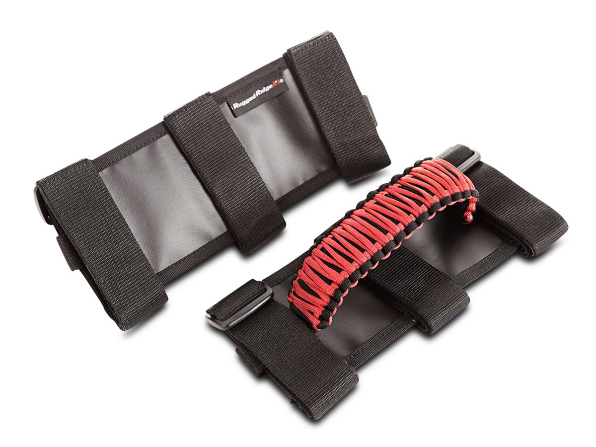 ROMASO Grab Handles for Jeep Wrangler,Roll Bar Grab Handles,Paracord Material,Black,Pack of 2