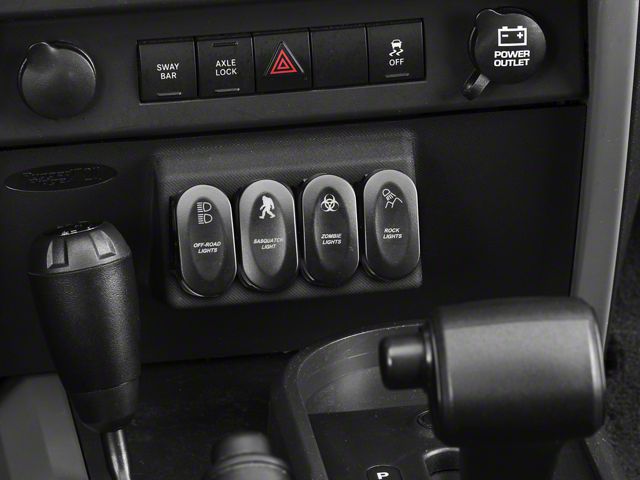 Rugged Ridge Lower Switch Panel with Etched Rocker Switches (07-10 Jeep Wrangler JK w/ Automatic Transmission)