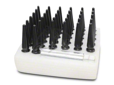 Black Spike Lug Nut Kit; 1/2-Inch x 20; Set of 23 (76-18 Jeep CJ5, CJ7, Wrangler YJ, TJ & JK)