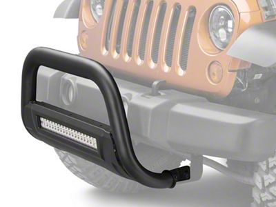 Barricade HD Bull Bar with Skid Plate and 20-Inch Dual-Row LED Light Bar; Textured Black (10-18 Jeep Wrangler JK)