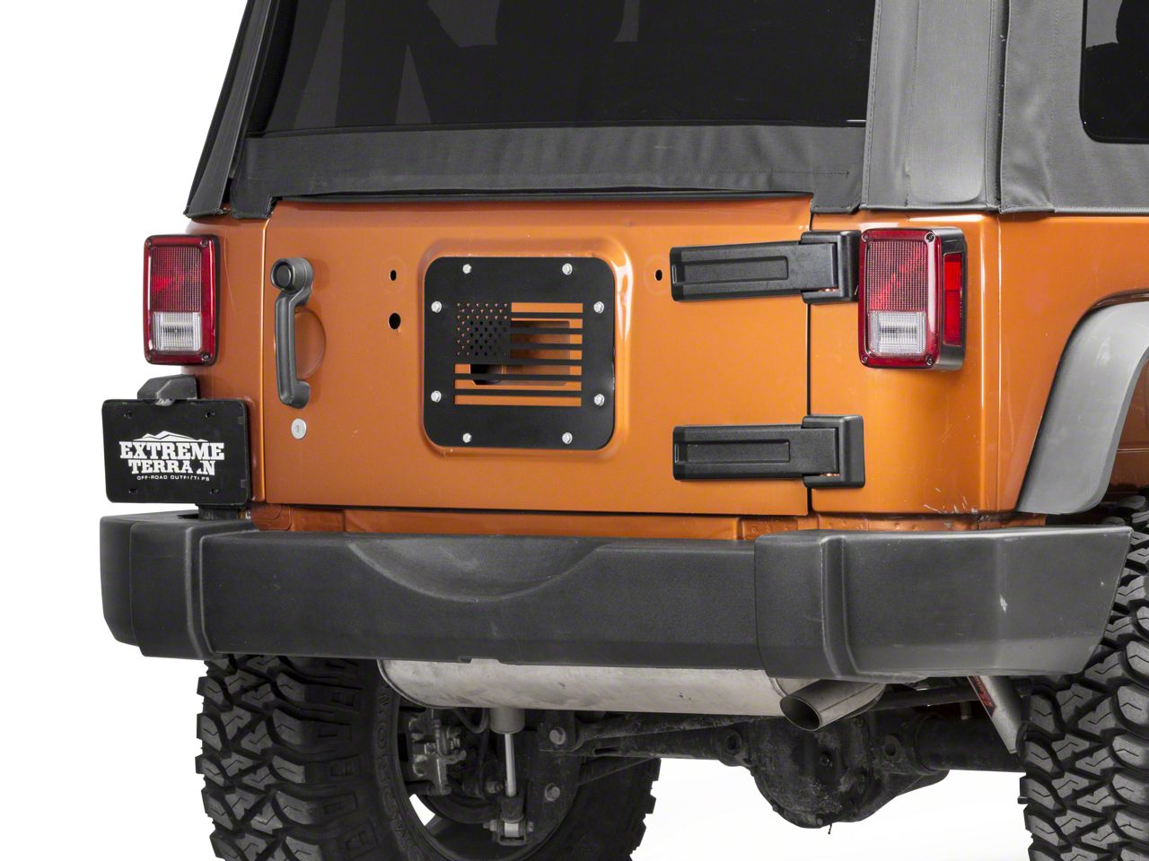 RedRock Jeep Wrangler Old Glory Spare Tire Delete Plate; Textured Black  J108025 (07-18 Jeep Wrangler JK) Free Shipping