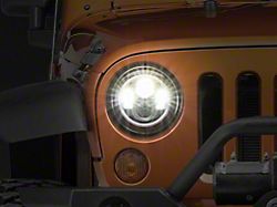 Raxiom Axial Series LED Halo Headlights with DRL and Amber Turn Signals; Black Housing; Clear Lens (97-18 Jeep Wrangler TJ & JK)