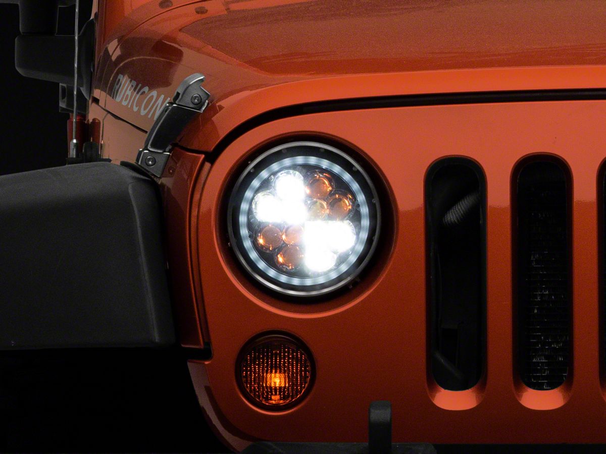 7" LED Headlight for Jeep Wrangler JK TJ with Halo Angel Eye & Turn Signal Light 