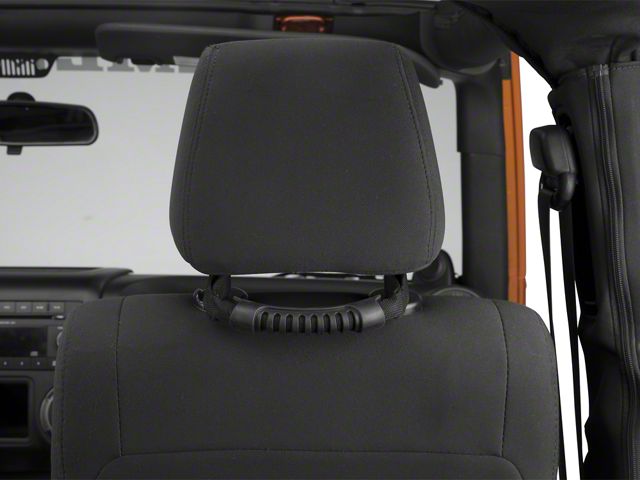 Poison Spyder Rear Headrest Grab Handles; Black (07-24 Jeep Wrangler JK & JL)