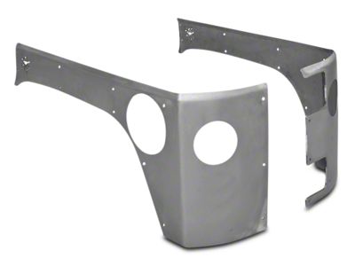Poison Spyder Crusher Corner Guards with Round Tail Light and Backup Light Cutouts; Bare Steel (07-18 Jeep Wrangler JK 4-Door)