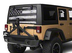 SEC10 Perforated Distressed Flag Rear Window Decal (66-24 Jeep CJ5, CJ7, Wrangler YJ, TJ, JK & JL)