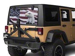 SEC10 Perforated Flag and Eagle Rear Window Decal (87-21 Jeep Wrangler YJ, TJ, JK & JL)