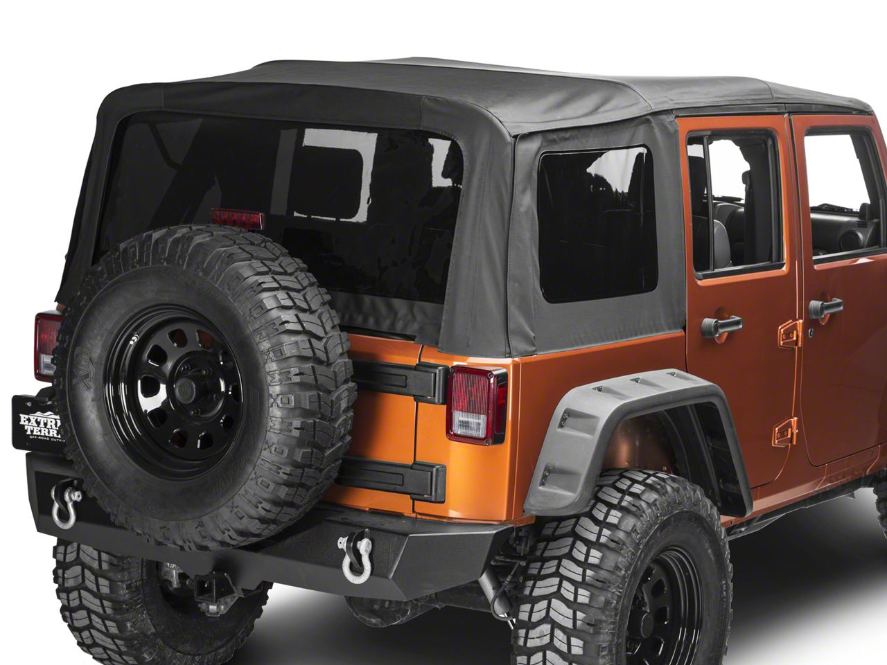 RedRock Premium Replacement Sailcloth Soft Top with Tinted Windows; Black  Diamond (07-18 Jeep Wrangler JK 4-Door)