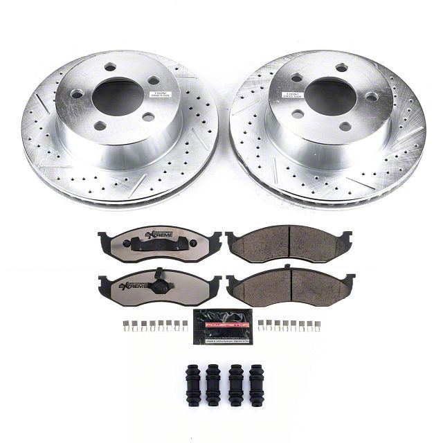 TRQ Front Brake Pad & Rotor Kit - Ceramic Pads & Slotted/Drilled G-Coated Rotors For 2018-2021 Buick Encore & Chevrolet Trax