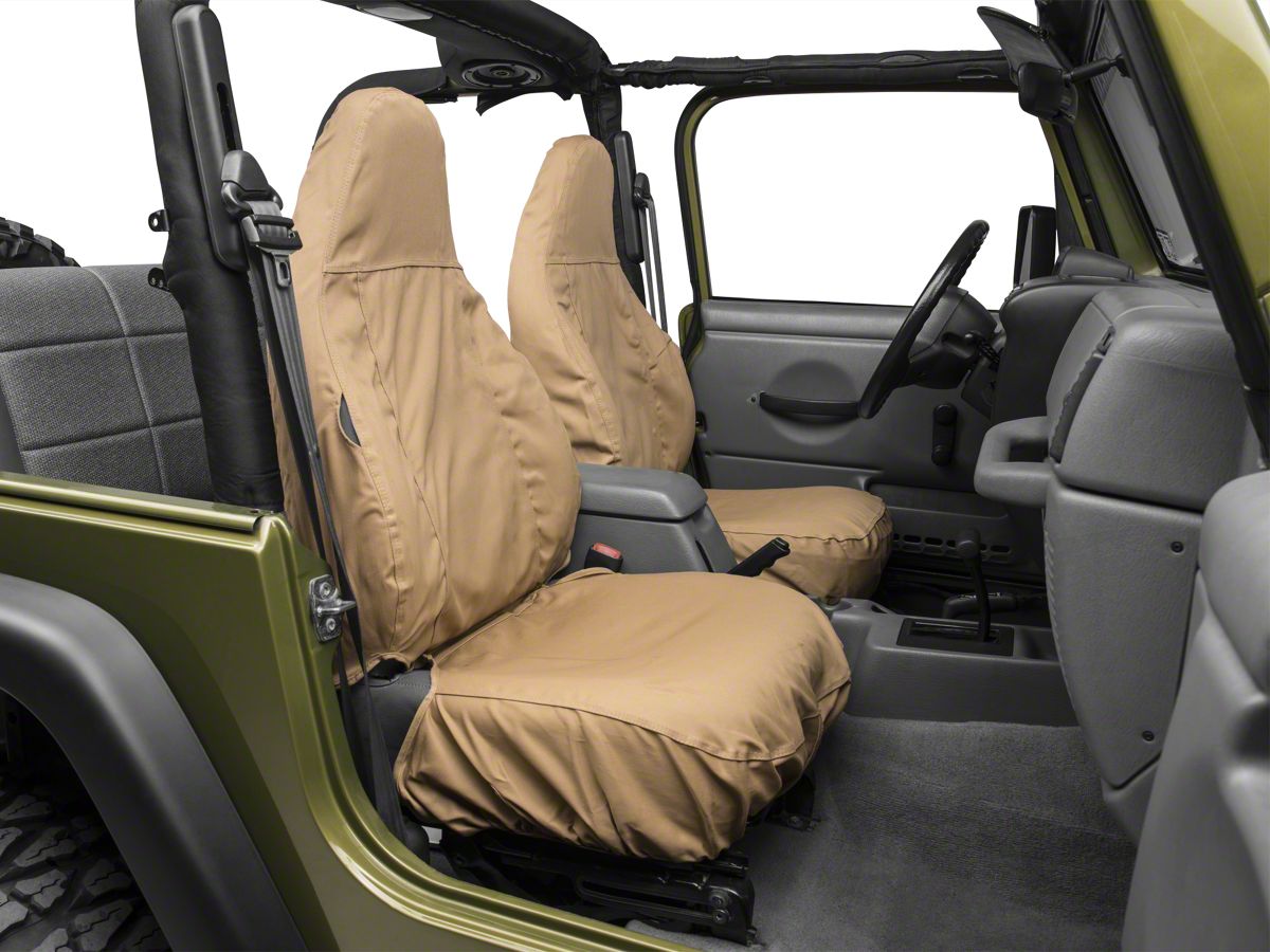 Covercraft Seat Saver Jeep Wrangler Polycotton Custom Front Row Seat Covers;  Tan J108831 (97-06 Jeep Wrangler TJ) - Free Shipping