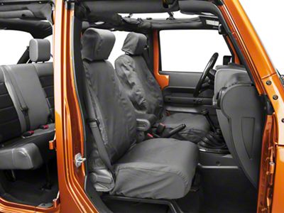 Covercraft Seat Saver Polycotton Custom Front Row Seat Covers; Charcoal (07-18 Jeep Wrangler JK)