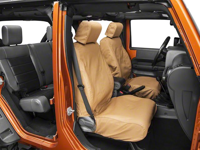 Covercraft Seat Saver Polycotton Custom Front Row Seat Covers; Tan (07-18 Jeep Wrangler JK)