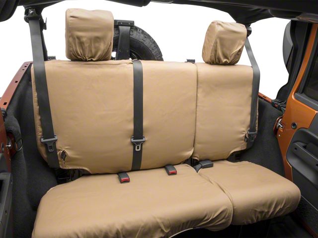 Covercraft Seat Saver Polycotton Custom Second Row Seat Covers; Tan (07-18 Jeep Wrangler JK 4-Door)