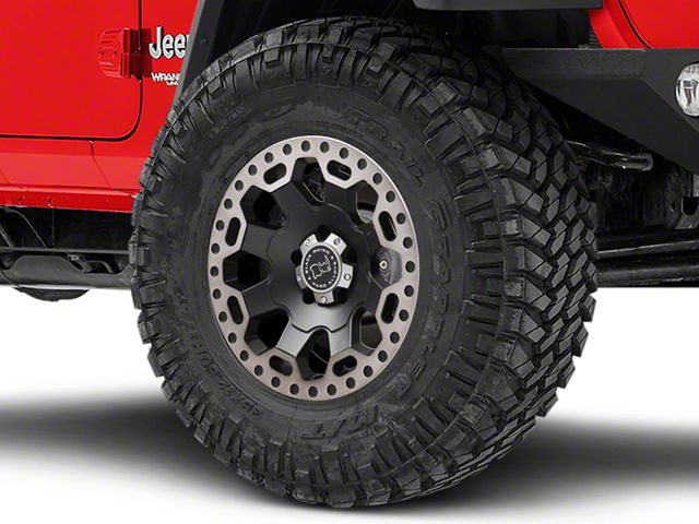 Black Rhino Warlord Matte Black with Machined Dark Tint Lip Wheel; 17x9 (18-24 Jeep Wrangler JL)