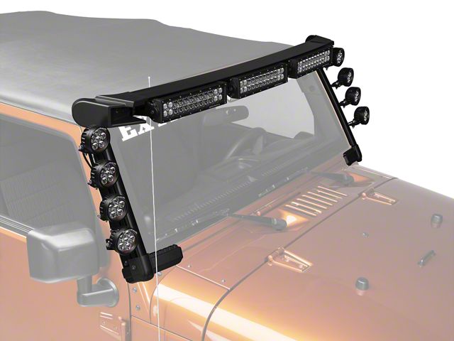 Rugged Ridge Elite Fast Track Light Mounting System with Three 13-Inch LED Light Bars and 8 Round LED Lights (07-18 Jeep Wrangler JK)