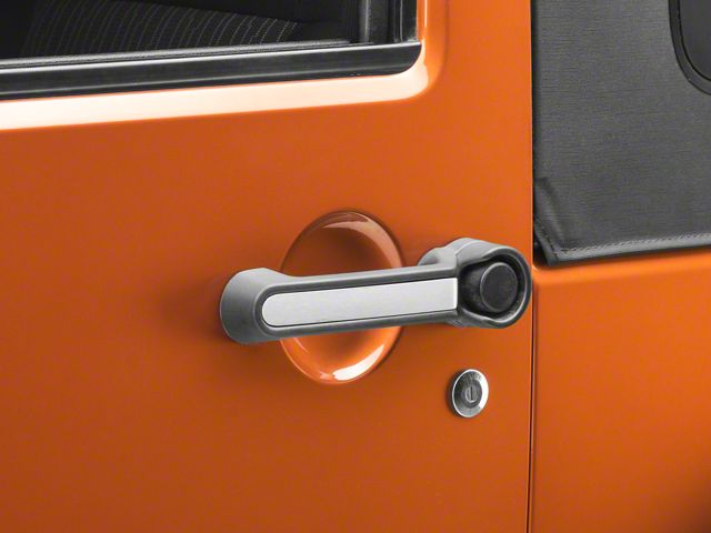 Rugged Ridge Elite Door Handle Inserts; Brushed Aluminum (07-18 Jeep Wrangler JK 2-Door)