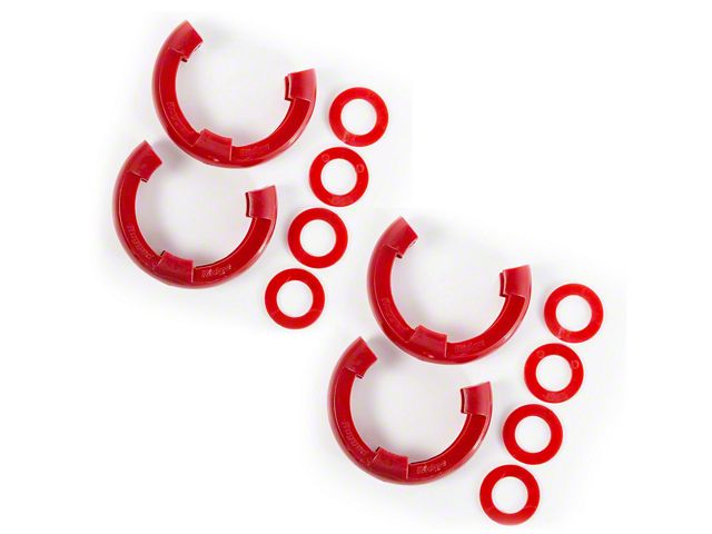 Rugged Ridge 3/4-Inch D-Ring Shackle Isolators; Red; Set of Four
