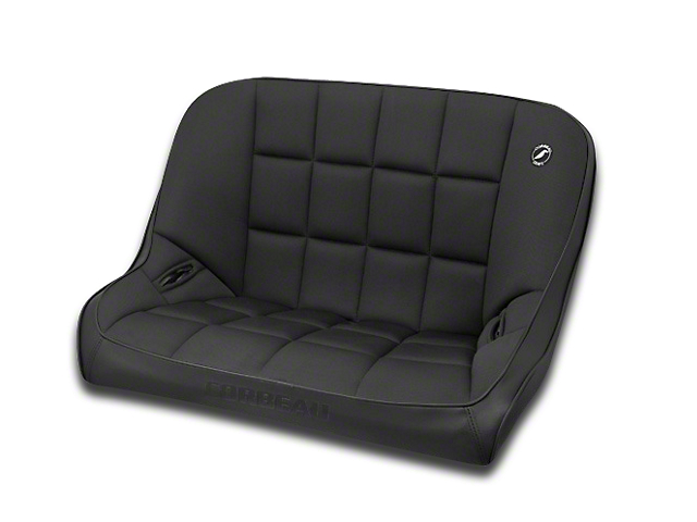 Corbeau 36-Inch Baja Bench Suspension Seat; Black Vinyl/Cloth (76-95 Jeep CJ5, CJ7, Wrangler YJ)