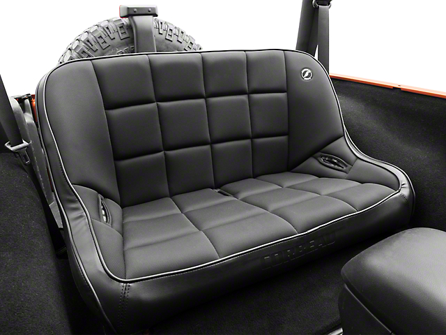 Corbeau 42-Inch Baja Bench Suspension Seat; Black Vinyl/Cloth (07-23 Jeep Wrangler JK & JL)
