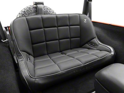 Corbeau 42-Inch Baja Bench Suspension Seat; Black Vinyl/Cloth (07-24 Jeep Wrangler JK & JL)