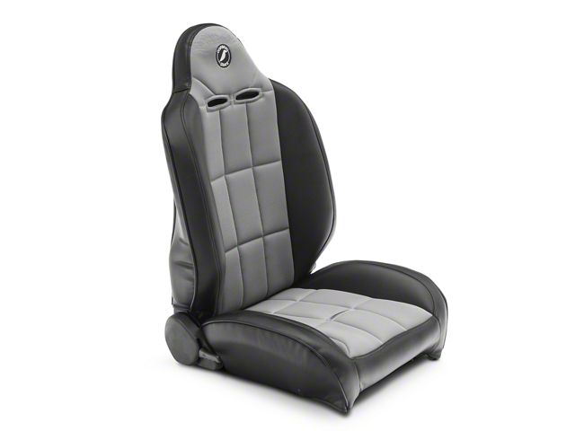 Corbeau Baja RS Suspension Seats; Black Vinyl/Gray Cloth; Pair (Universal; Some Adaptation May Be Required)