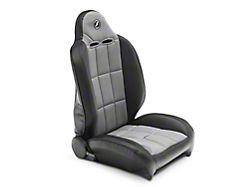 Corbeau Baja RS Suspension Seats; Black Vinyl/Gray Cloth; Pair (Universal; Some Adaptation May Be Required)