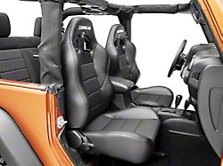 Corbeau Baja XRS Suspension Seats; Black Vinyl/Cloth; Pair (Universal; Some Adaptation May Be Required)