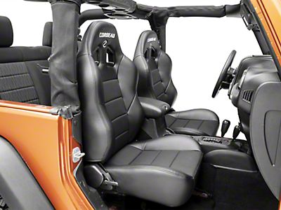 Corbeau Jeep Wrangler Baja XRS Suspension Seats; Black Vinyl/Cloth; Pair  96602B (Universal; Some Adaptation May Be Required) - Free Shipping