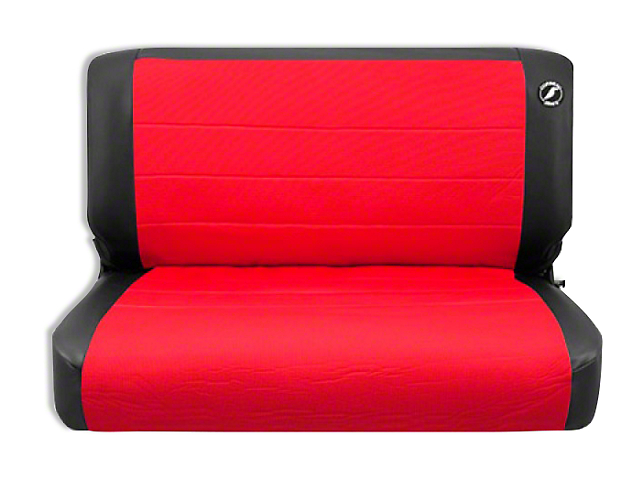 Corbeau Rear Seat Cover; Black Vinyl/Red Cloth (76-95 Jeep CJ5, CJ7 & Wrangler YJ)
