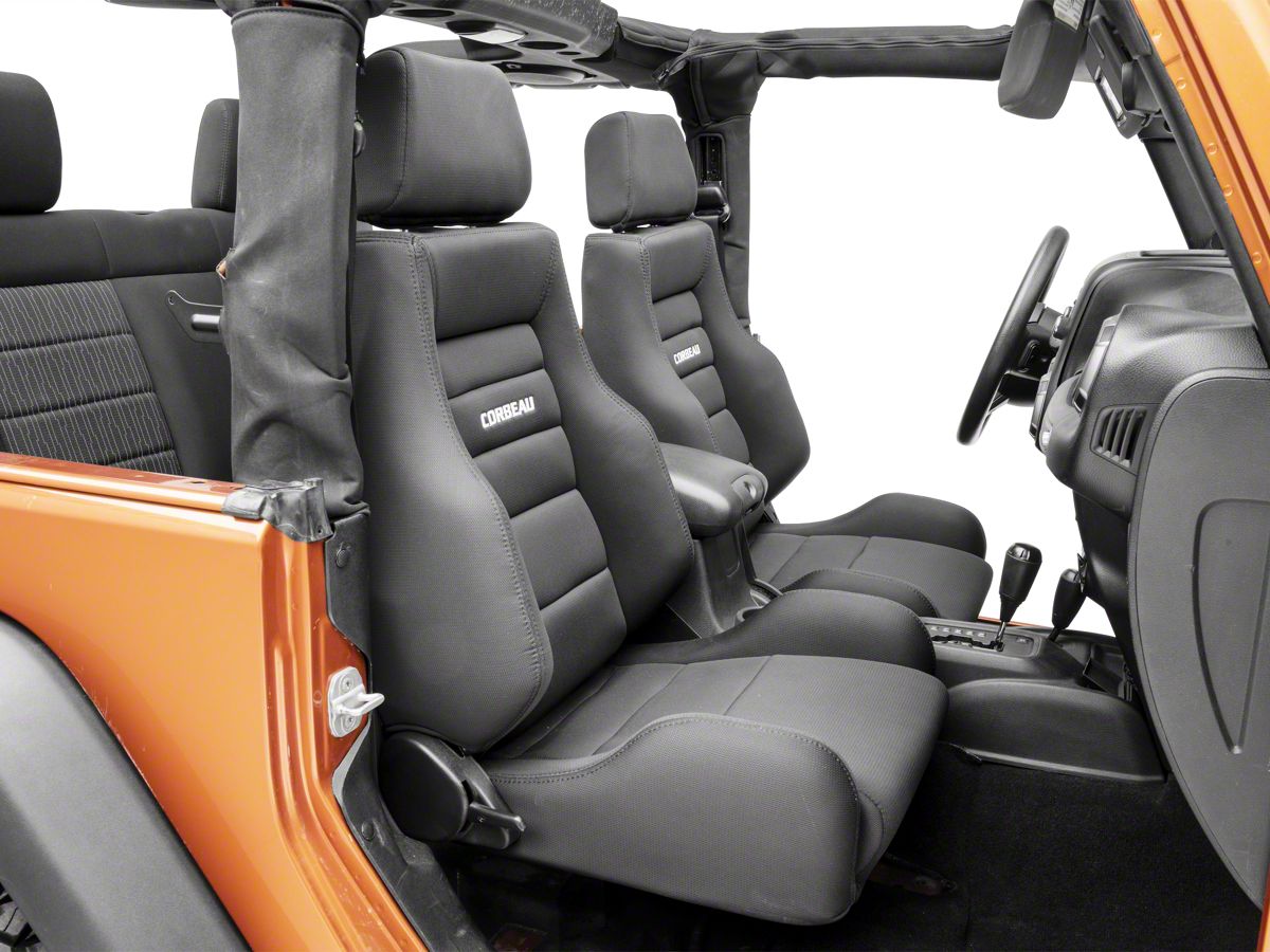 Corbeau Jeep Wrangler GTS II Reclining Seat - Black Cloth 20301 (87-18 Jeep  Wrangler YJ, TJ & JK; Seat Brackets are Required for TJ & JK Models)