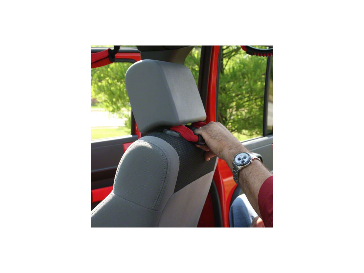 Rugged Ridge Jeep Wrangler Front Headrest Grab Handles; Red  (07-23 Jeep  Wrangler JK & JL) - Free Shipping