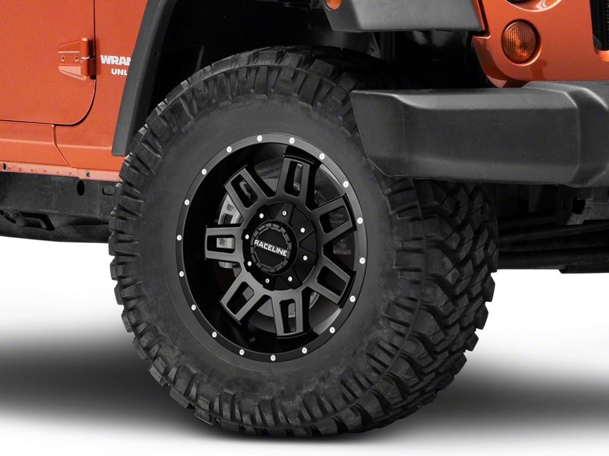 Raceline Jeep Wrangler Injector Black Wheel; 17x9 931B-79095-12 (07-18 Jeep  Wrangler JK)