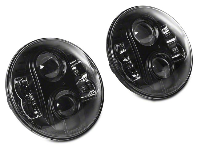 Pro Comp 7-Inch Round LED Headlights with DV8 Headlight Adapter; Black Housing; Clear Lens (18-24 Jeep Wrangler JL)