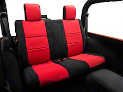 Rugged Ridge Neoprene Rear Seat Cover; Black/Red (07-18 Jeep Wrangler JK 2-Door)